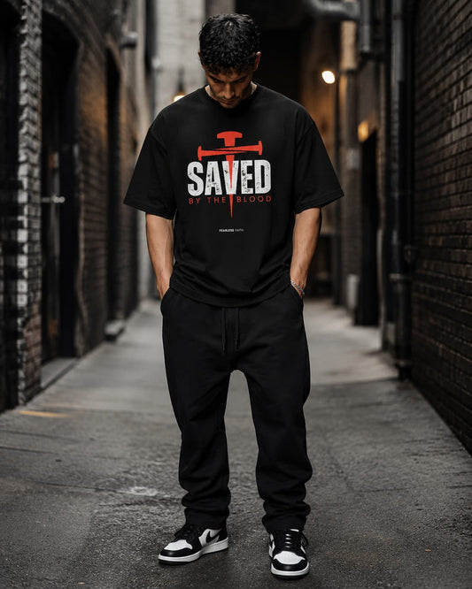 SAVED BY THE BLOOD - Oversized T-Shirt
