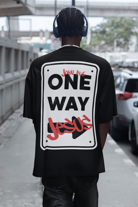 One Way Jesus - Backprint, Oversized Shirt.