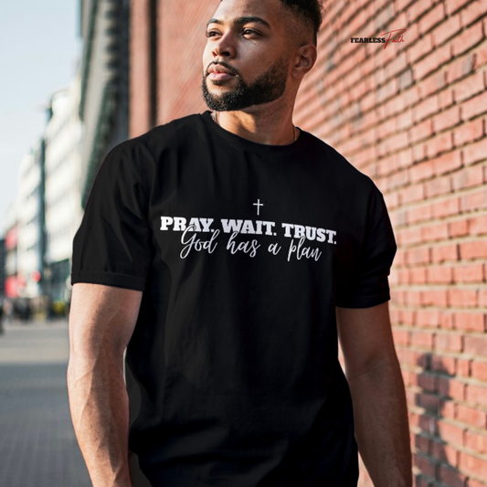 Pray. Wait. Trust. – God has a plan, Frontprint Premium T-Shirt
