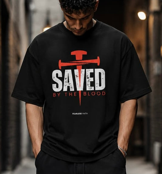 SAVED BY THE BLOOD - Oversized T-Shirt