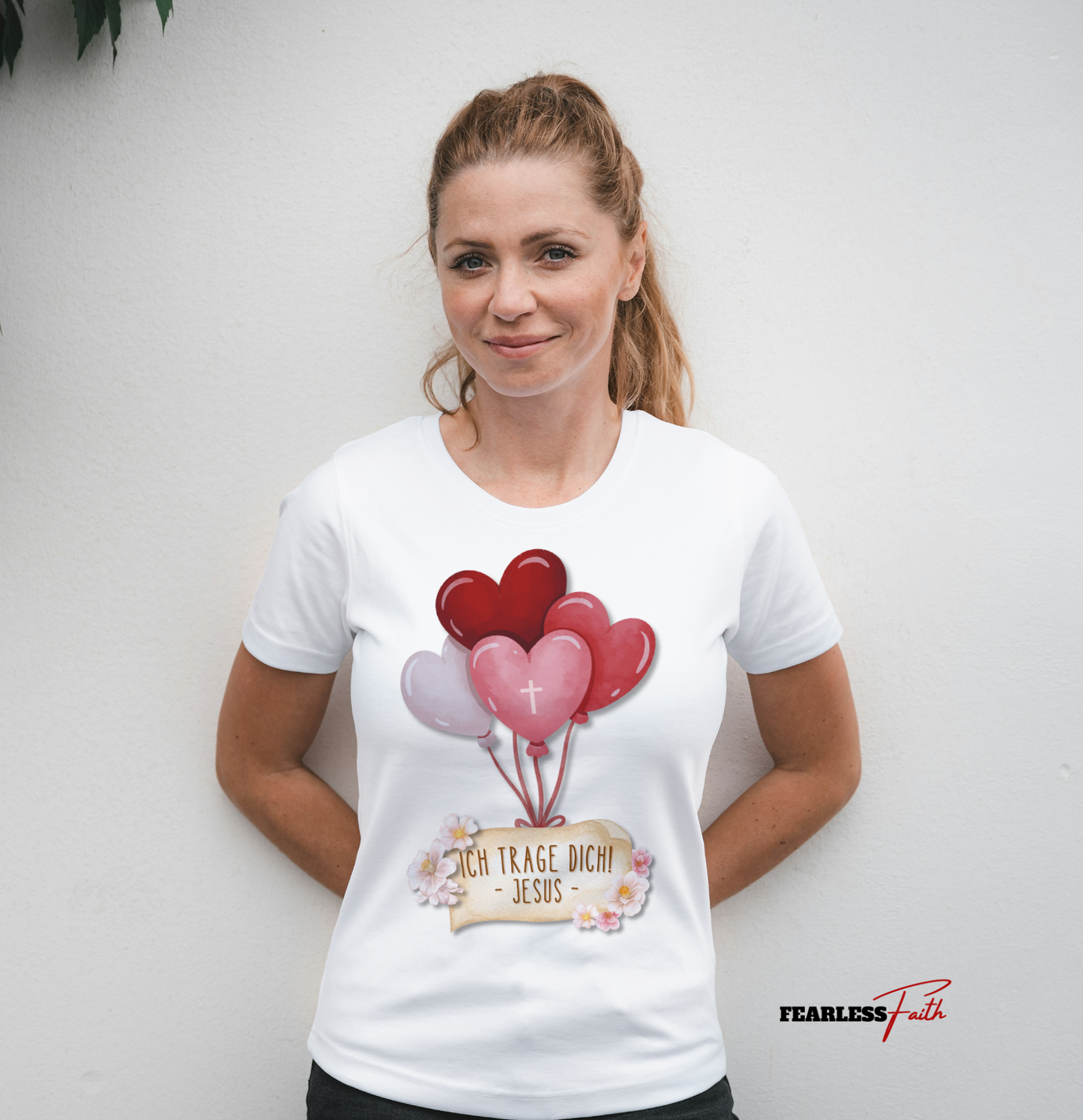 Ich trage dich - Jesus (Herzballons) - Frontprint, Premium Shirt Women.