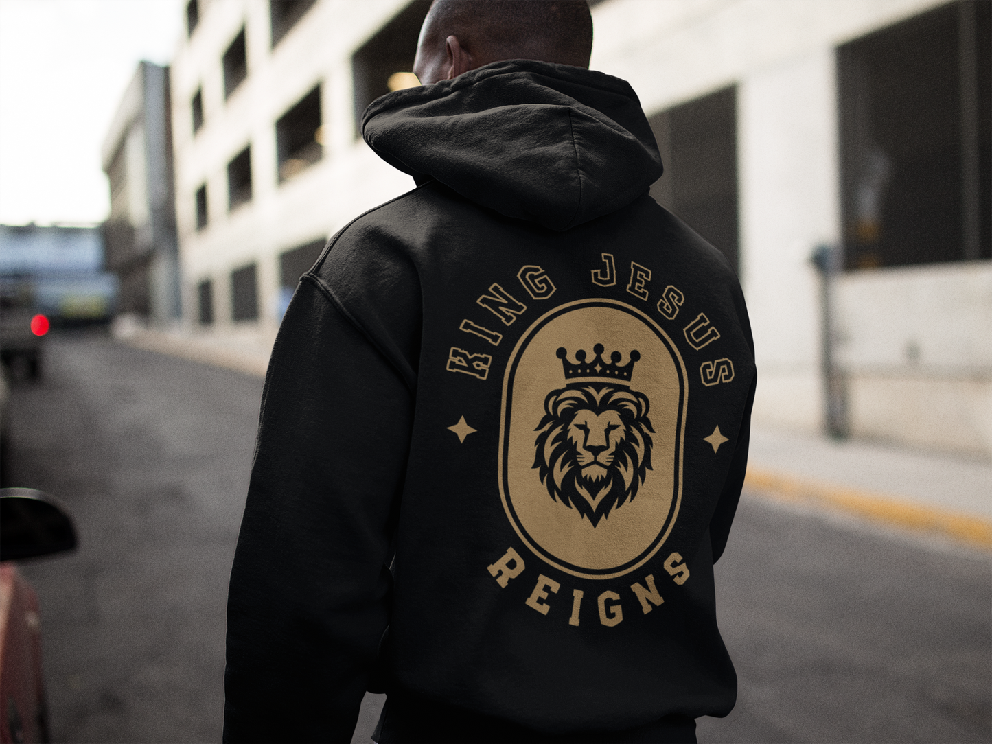 King Jesus Reigns  - Backprint, Oversized Hoodie.