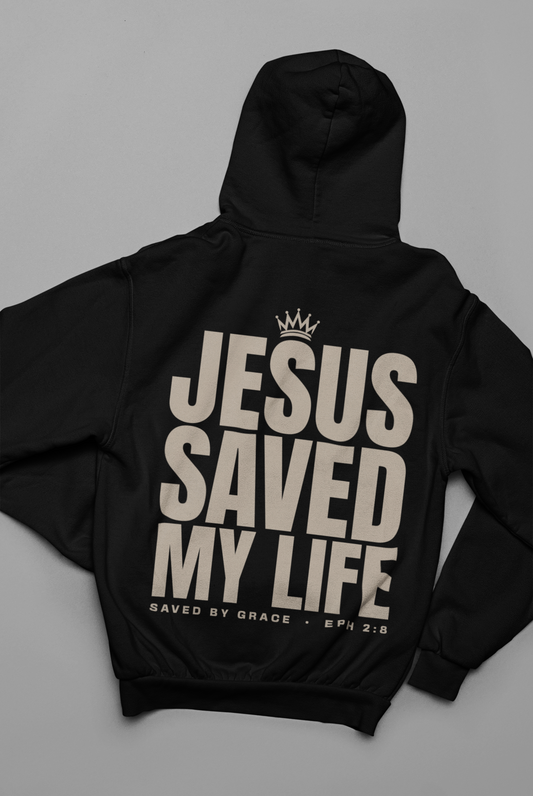 JESUS SAVED MY LIFE - Backprint, Oversized Hoodie.
