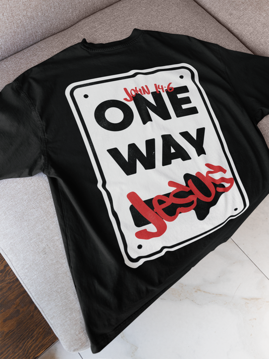 One Way Jesus - Backprint, Oversized Shirt.
