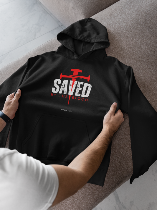 Saved by the Blood - Frontprint, Oversized Hoodie.